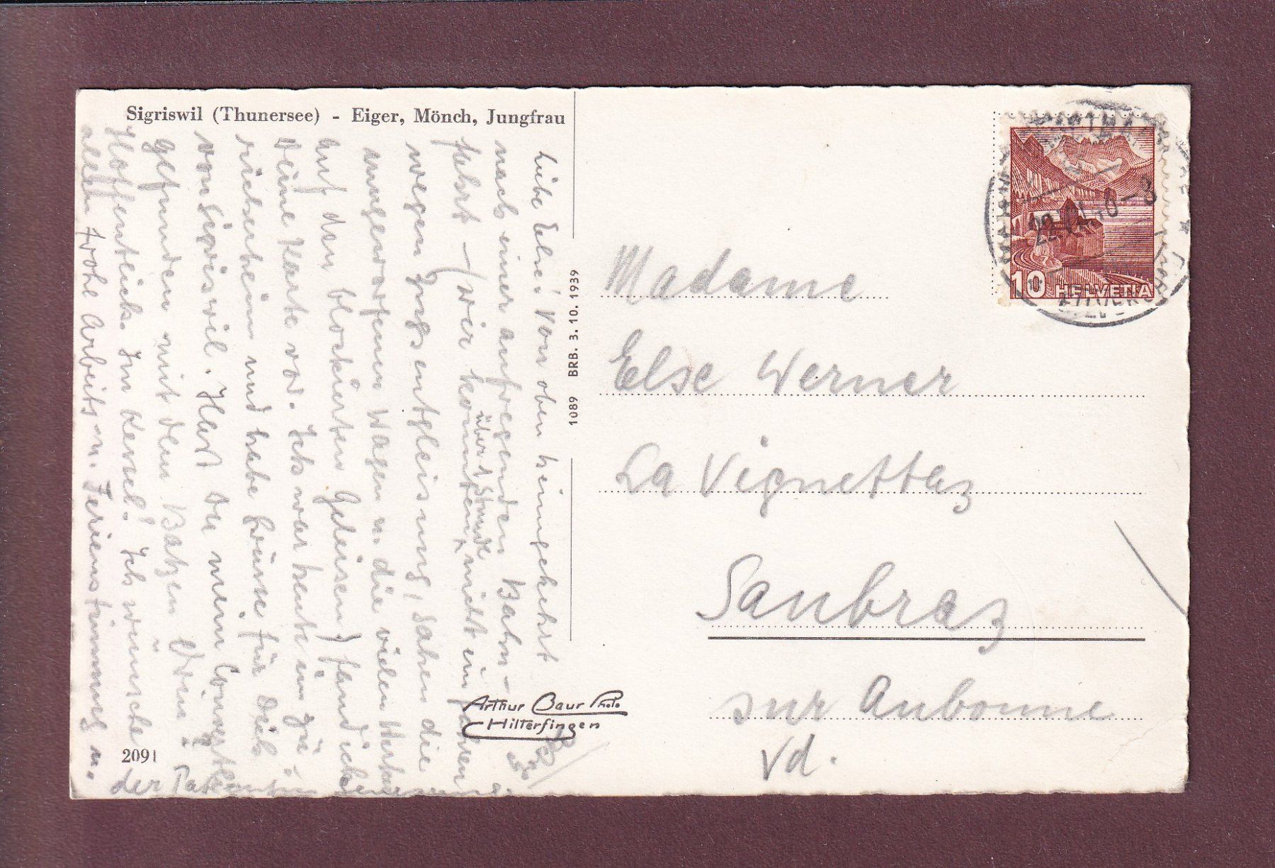 Ansichtskarten: SIGRISWIL - Kühe - 1946 – Gebraucht aus Pully von nicecards 1