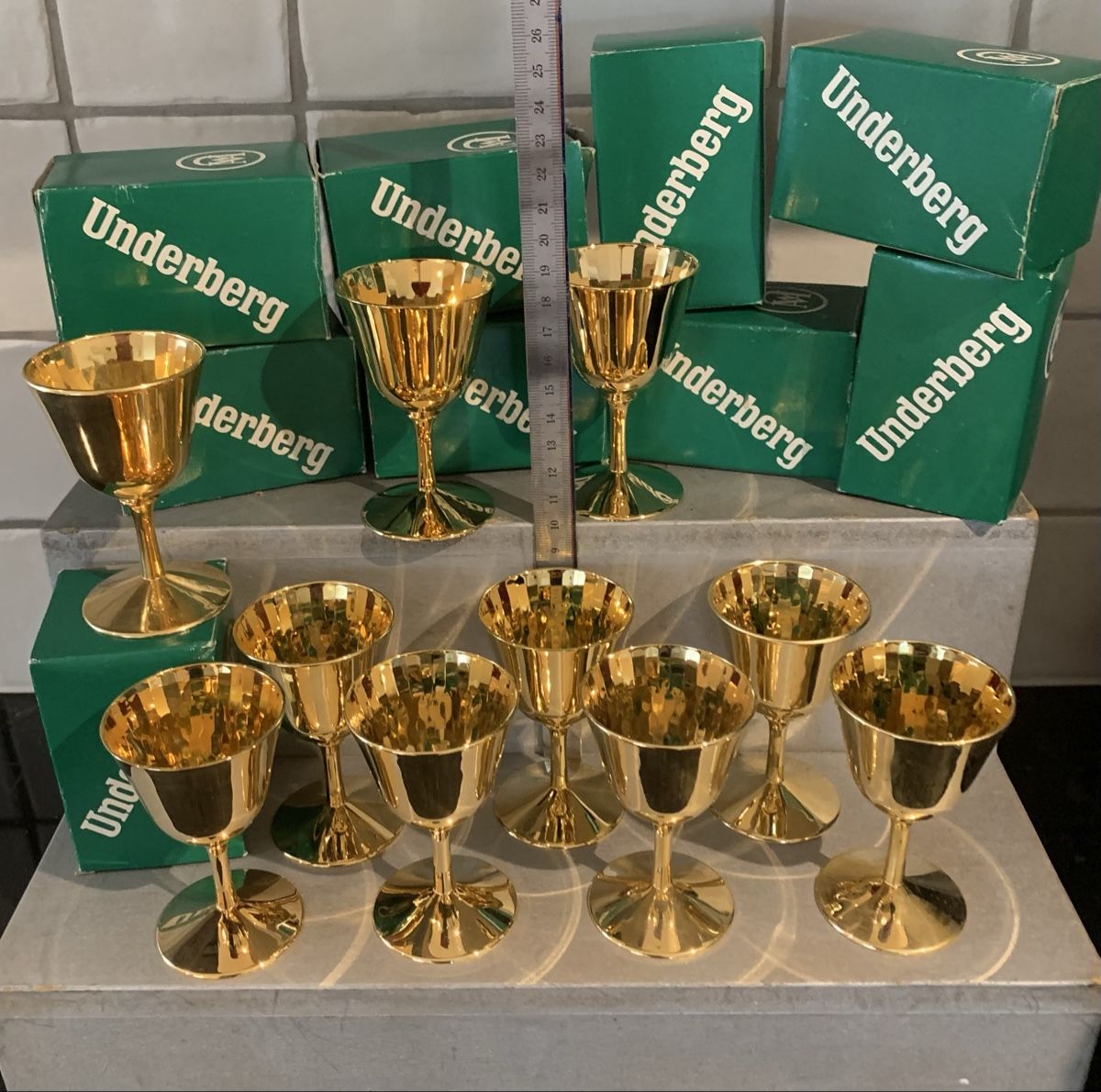Verres: 10 Underberg Kelche, Gold – Neuf (Voir description) à Egg b. Zürich par ohtannenbaum