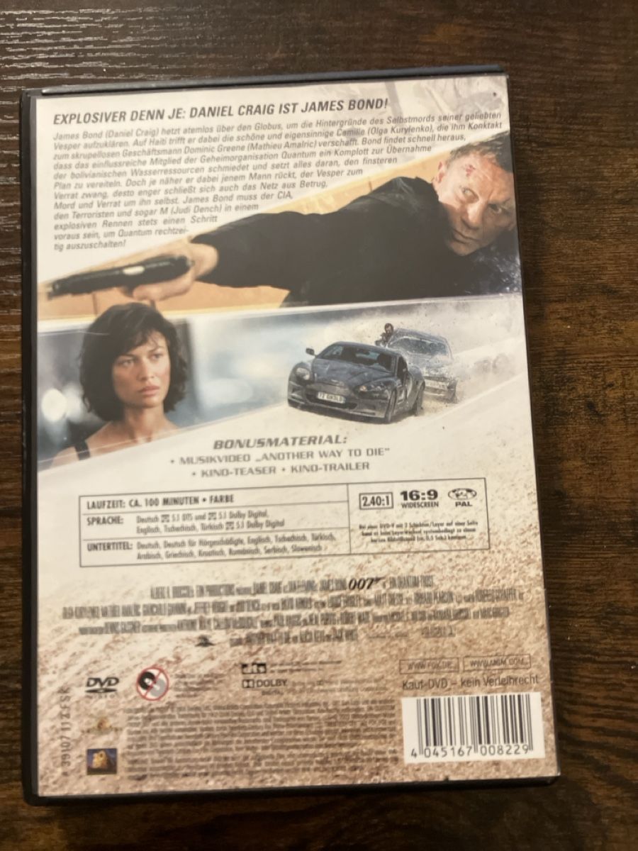 Tutti i DVDs: 007 Ein Quantum Trost DVD – Usato da Glarus venduto da Jhuber78 1