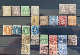 Schweiz Klassiklot Helvetia 25 Marken gestempelt alt