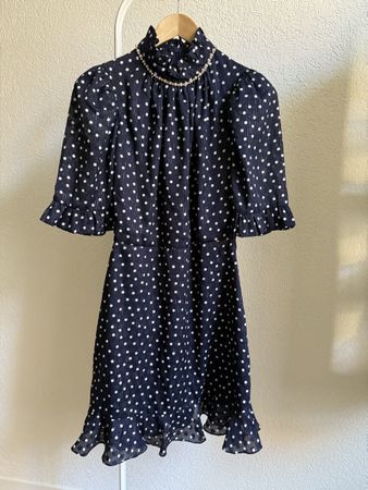 Robe bleu marine pois perles/pierres décoratives Sandro,t.38