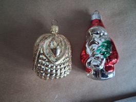 a/2 Vintage Glas Christbaumschmuck:Handtasche, Weihnachtsman