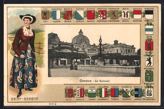 Ansichtskarten: Passepartout-Lithographie Geneve, Le Kur – Gebraucht aus Berlin von bartko-reher