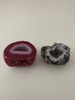 2 Achate mit Quarzdruse - dekorativ & ideal für Meditation