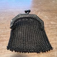 Antike Kettenmaschen-Geldbörse, Mesh-Purse, versilbert