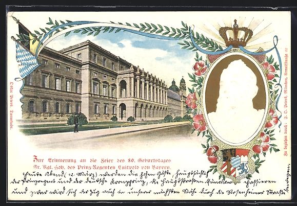 Cancelleria postale: Portrait Prinzregent Luitpold mit Wappen – Usato da Berlin venduto da bartko-reher