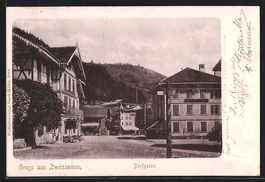 Zweisimmen, Strasse Dorfgasse mit Hotel