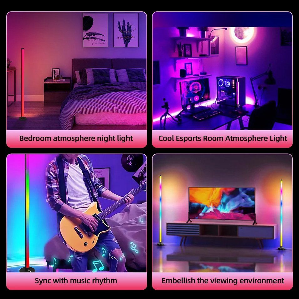 Lampen: LED RGB Stehlampe App-gesteuert mit Musik-Sync & Timer – Neu und originalverpackt aus Genève von Top-Trend 2