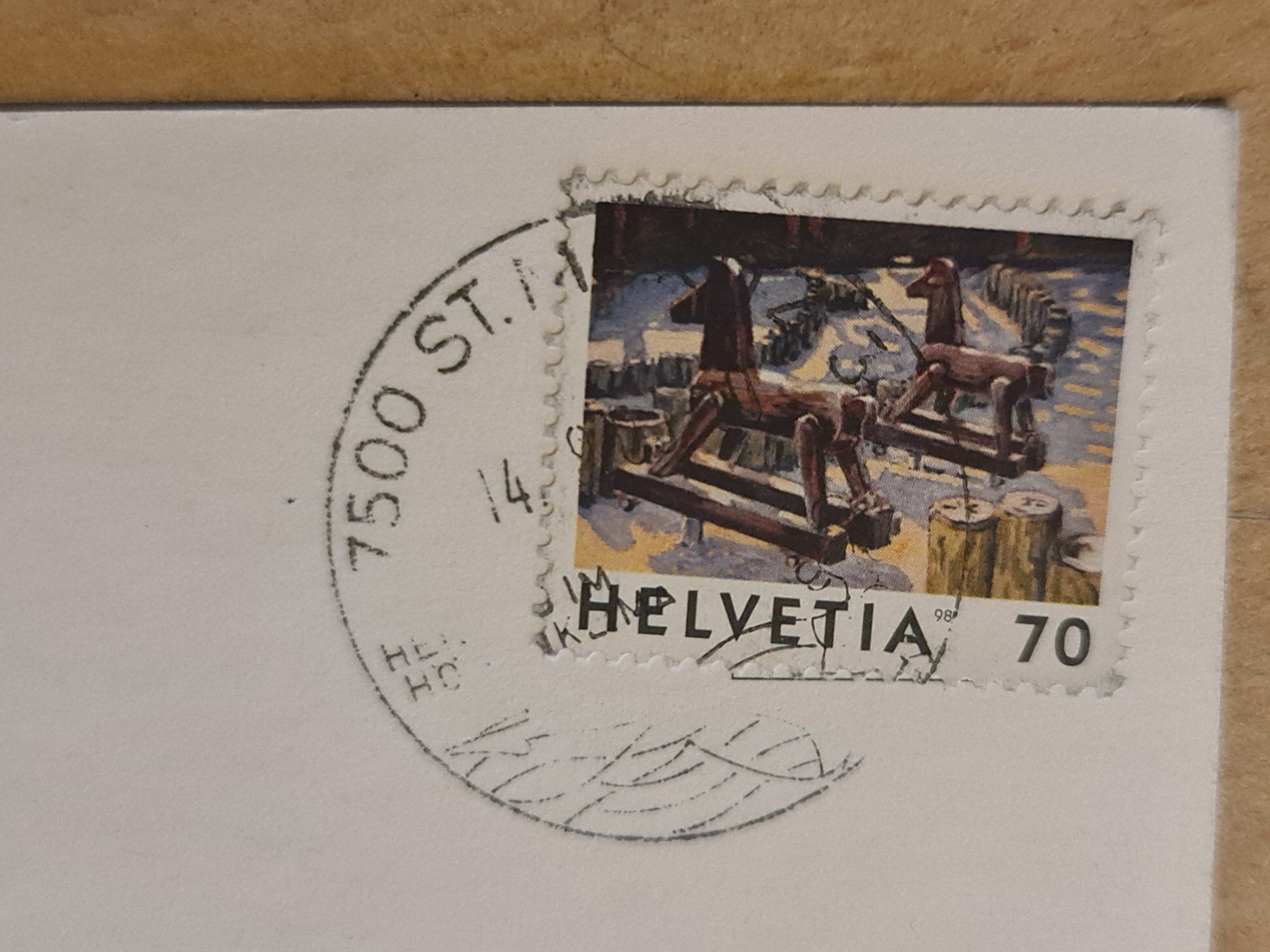 Cartoline postali: Vintage Ansichtskarte St. Moritz mit Briefmarke – Usato da Dintikon venduto da Vexi 1