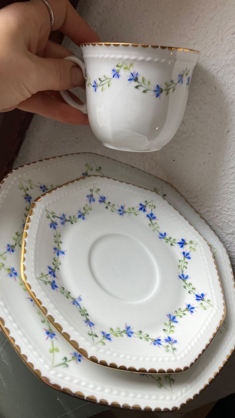 Set di piatti: ensemble vaisselle peint à la main handbemalt Gerichte – Usato da St-Cierges venduto da LeRegain 1