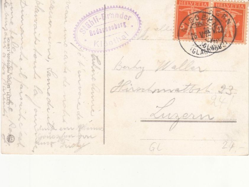 Cartoline postali: Klöntal Rhodannenberg 1923 – Usato da Bürglen TG venduto da StampGraf 1