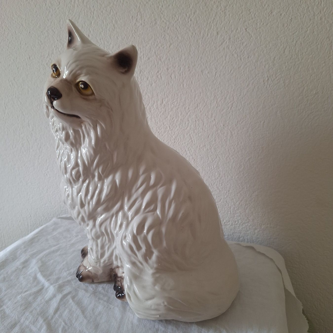 Skulpturen & Statuen: Vintage grosse Keramik Katze, weiss – Gebraucht aus Winterthur von Goldpipau 1