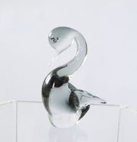 kleine Glas Schwan Figur–Handgeblasene Vintage Glas Skulptur