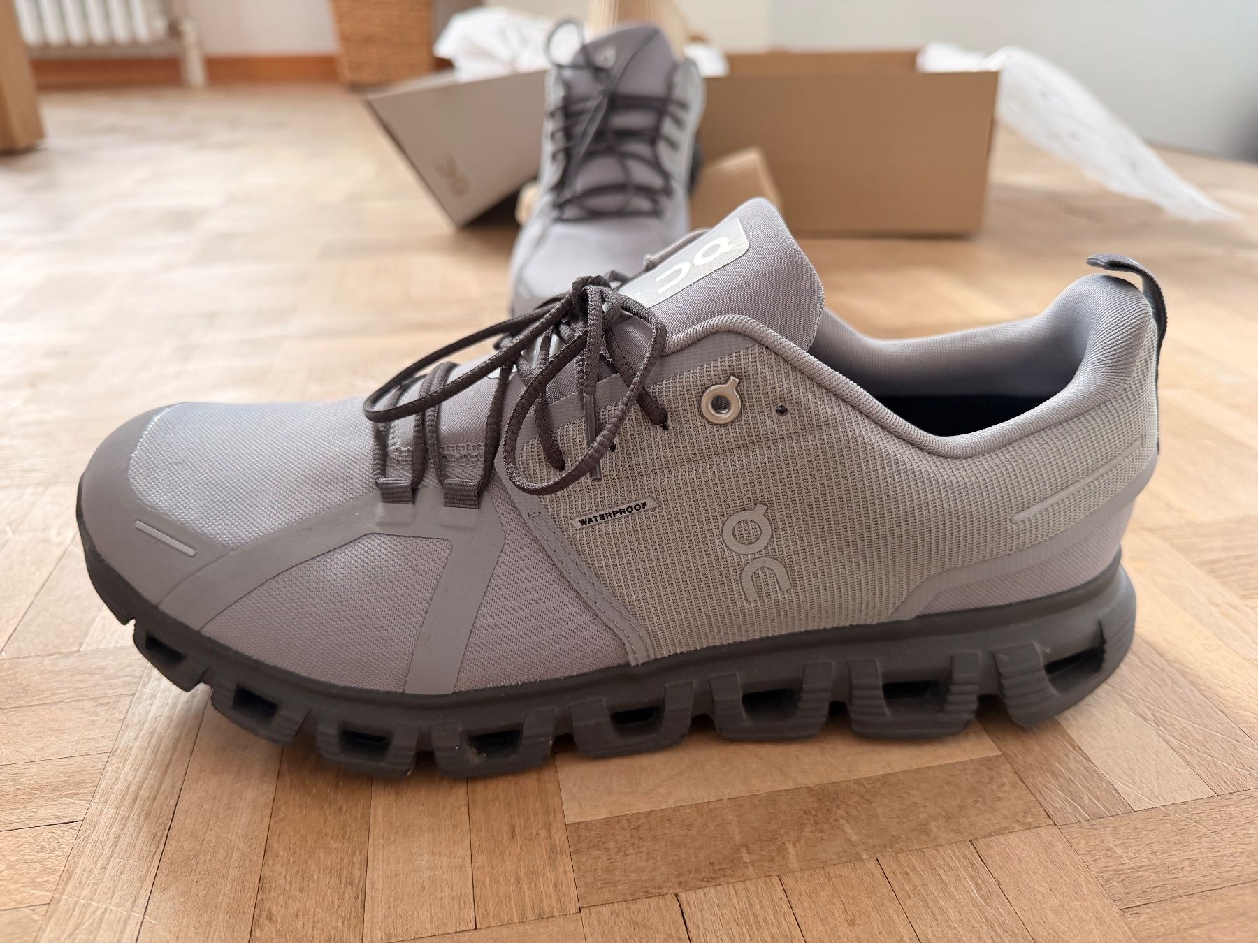 On Herrenschuhe: Original ON Cloud 6 Waterproof Laufschuhe Grau Gr. 45 – Neu und originalverpackt aus Turbenthal von Maruseru79 1