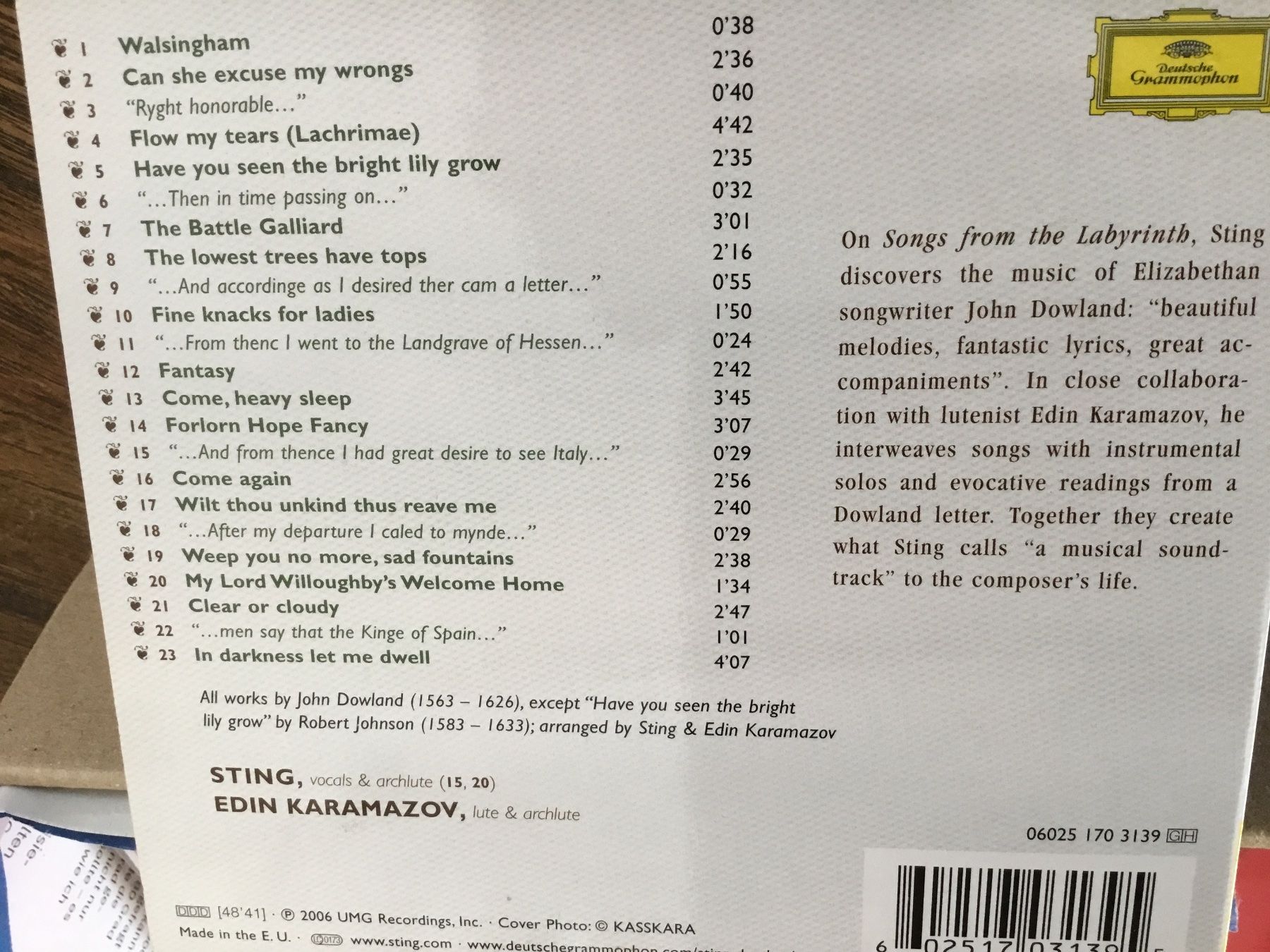 CD: Sting - Songs from the Labyrinth     o – Usato da Thierachern venduto da sweden08 1