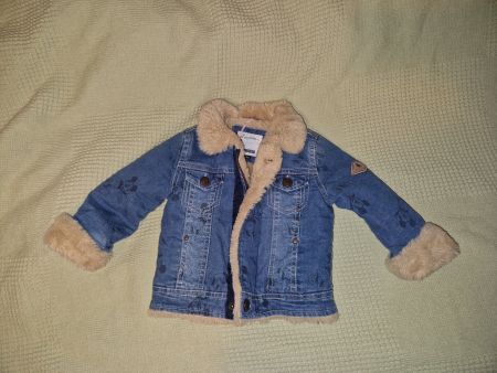 Süsse Winterjacke Gr. 80 Mickey Mouse Teddyfutter Jeansjacke