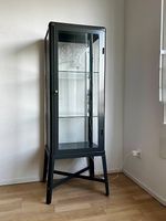 Vitrine Regal Glas Bar (LED) dunkelgrau Metall