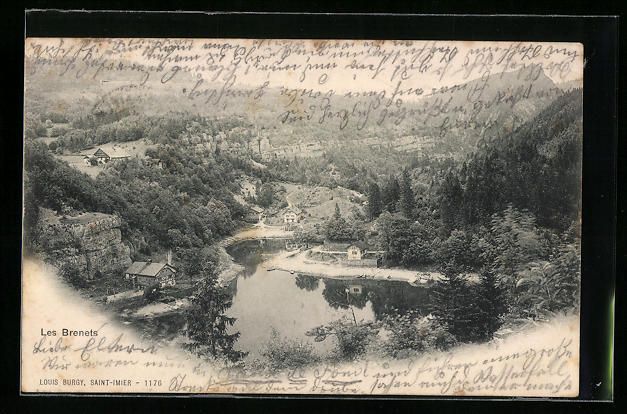 Cartoline postali: AK Les Brenets, Ortsansicht mit Umgebung – Usato da Berlin venduto da bartko-reher