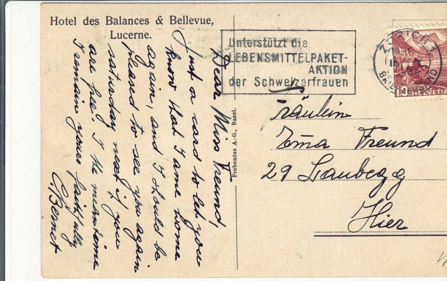 Ansichtskarten: Luzern - Hotel des Balaces & Bellevue - Litho – Gebraucht aus Ettingen von Kartenplanet 1