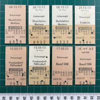 Ab Kaiseraugst, 8 alte Edmondsonsche Bahn Billette, SBB