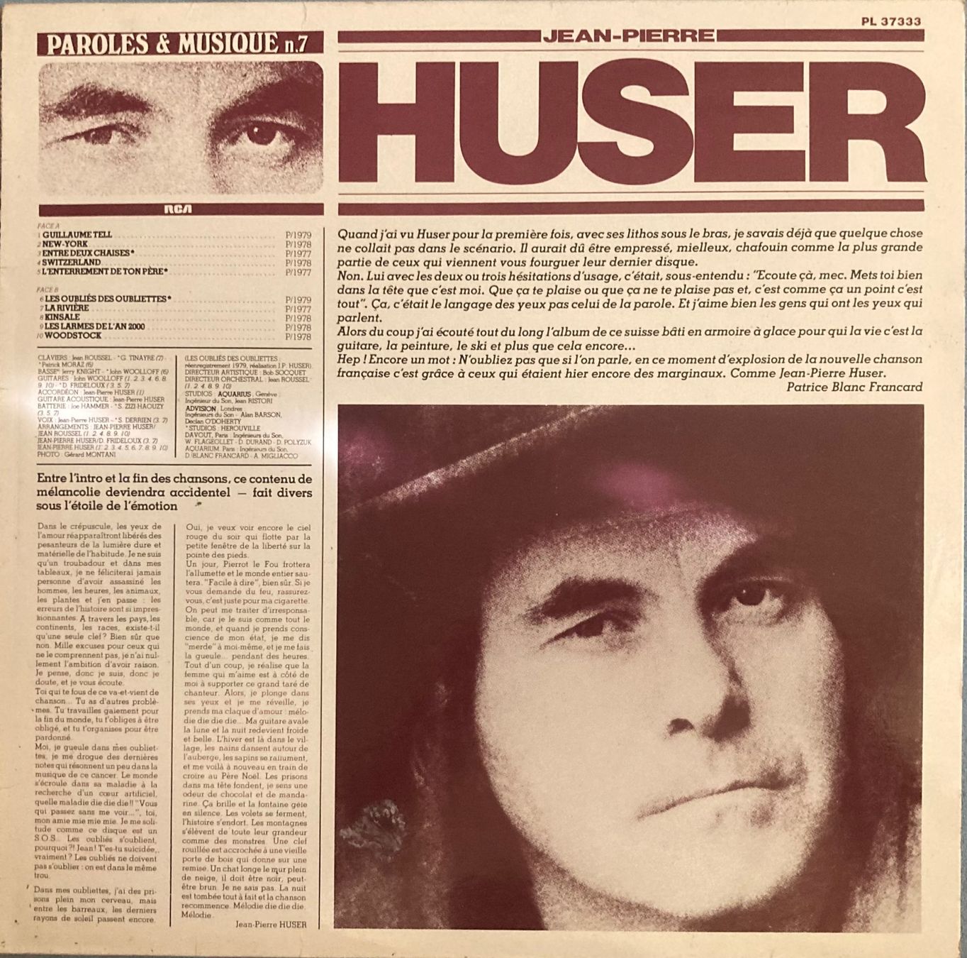 Schallplatten: JEAN-PIERRE HUSER - JEAN-PIERRE HUSER – Gebraucht aus Poliez-Pittet von Newtown-Records