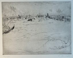 LANDOLT Karl (1925-2009) - Hafenlandschaft - Radierung