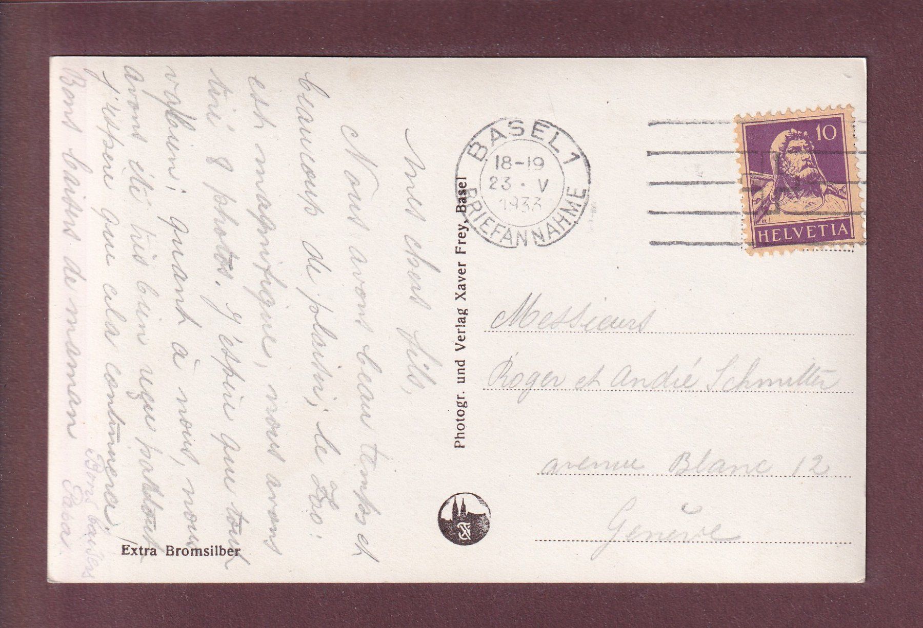 Ansichtskarten: BASEL - Zoo - Braune Bär - 1933 – Gebraucht aus Pully von nicecards 1