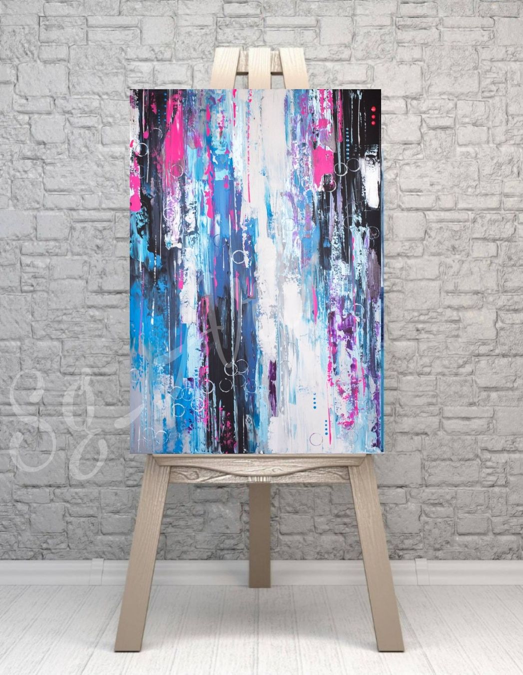 Dipinti: Acrylbild abstrakt blau weiss Unikat – Nuovo e nell'imballaggio originale da Rheinau venduto da Sussel 1