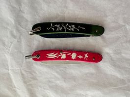 2 Vintage Mini Taschenmesser Blumenmotiv