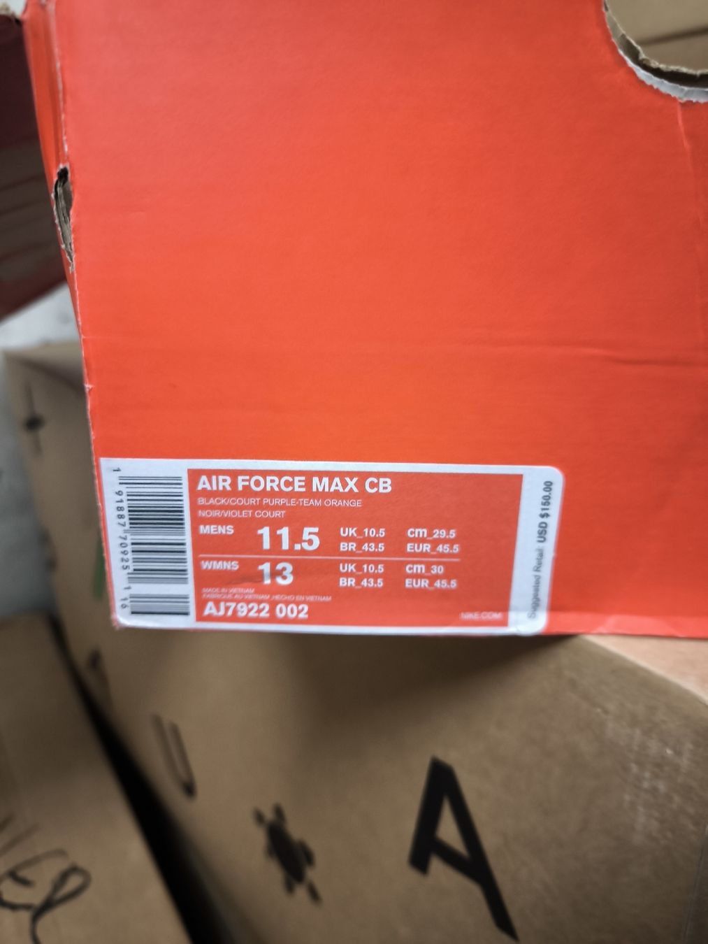 Herrenschuhe: Nike Air Force Max CB Black  US 11.5/EU 45.5 – Neu und originalverpackt aus Zürich von l.to