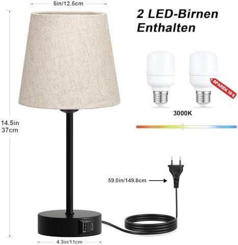 Lampade: 2x Nachttischlampe Touch Dimmbar Tischlampe Ladefunktion – Nuovo e nell'imballaggio originale da Hundwil venduto da tec_mm27 4