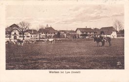 AK 1928, "Worben bei Lyss (Anstalt)", s/w Lichtdruckkarte