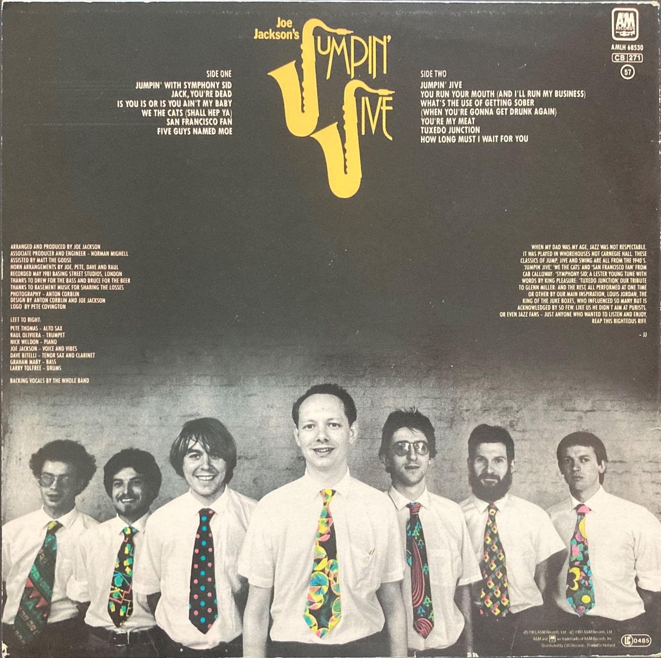 Schallplatten: JOE JACKSON - JUMPIN' JIVE – Gebraucht aus Poliez-Pittet von Newtown-Records 1