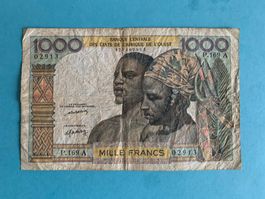 CÔTE D'IVOIRE- Afrique de l'Ouest-1000 Francs s.d. (1959-64)