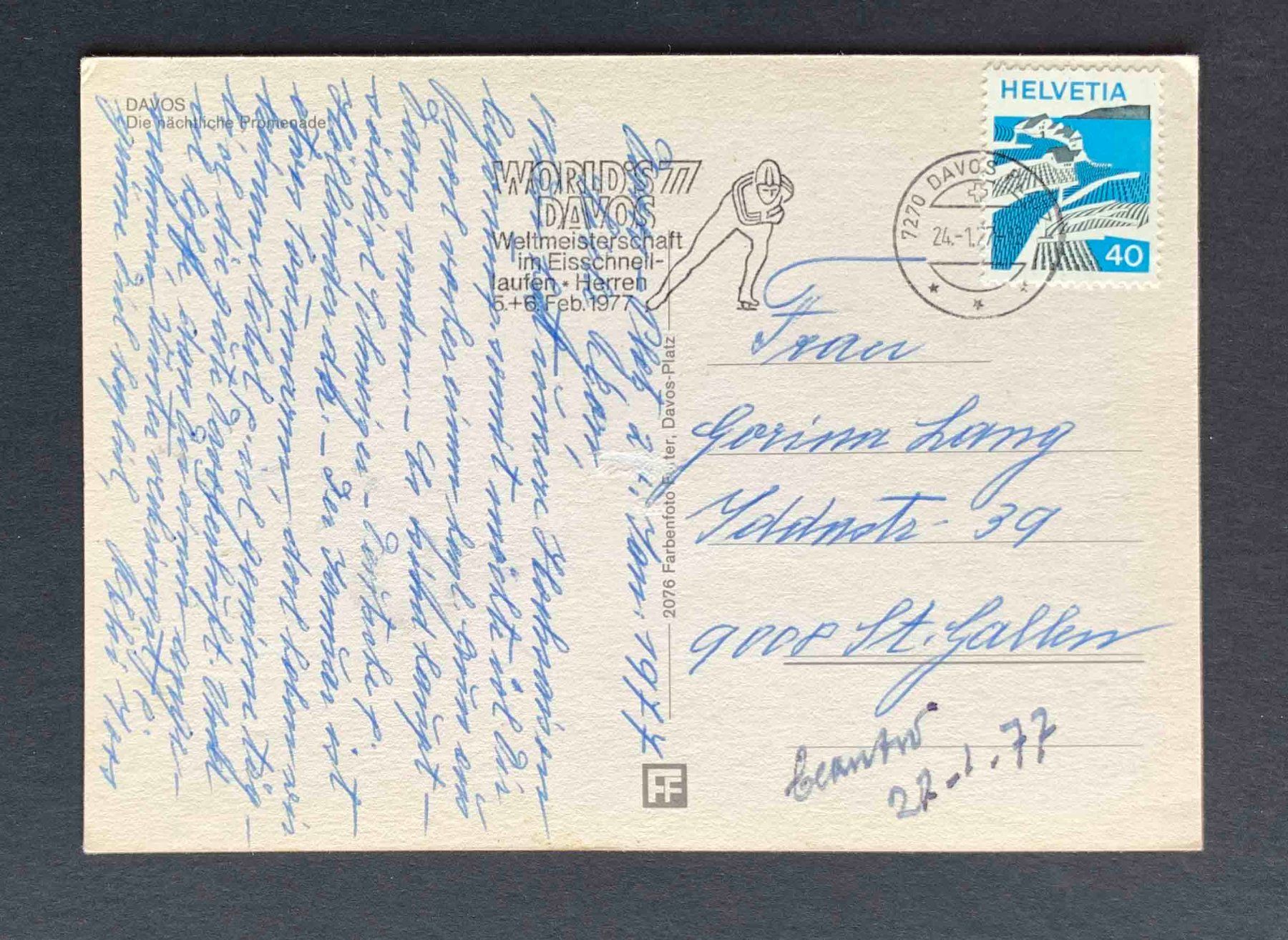 Cartoline postali: AK DAVOS Die nächtliche Promenade – Usato da Goldau venduto da artelier1 1