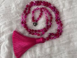 Mala en agate rose
