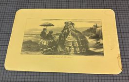 Antiker Druck "Au bord de la mer" gerahmt