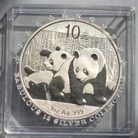 Silbermünze 10 Yuan, Panda, 2010, 1 Unze/31,3g,