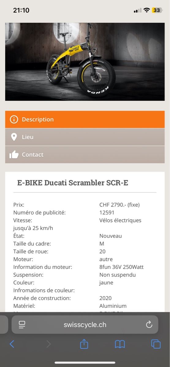 Ducati Biciclette: Vélo électrique Ducati Scrambler – Usato da Bussigny venduto da Pauline.dbs 5