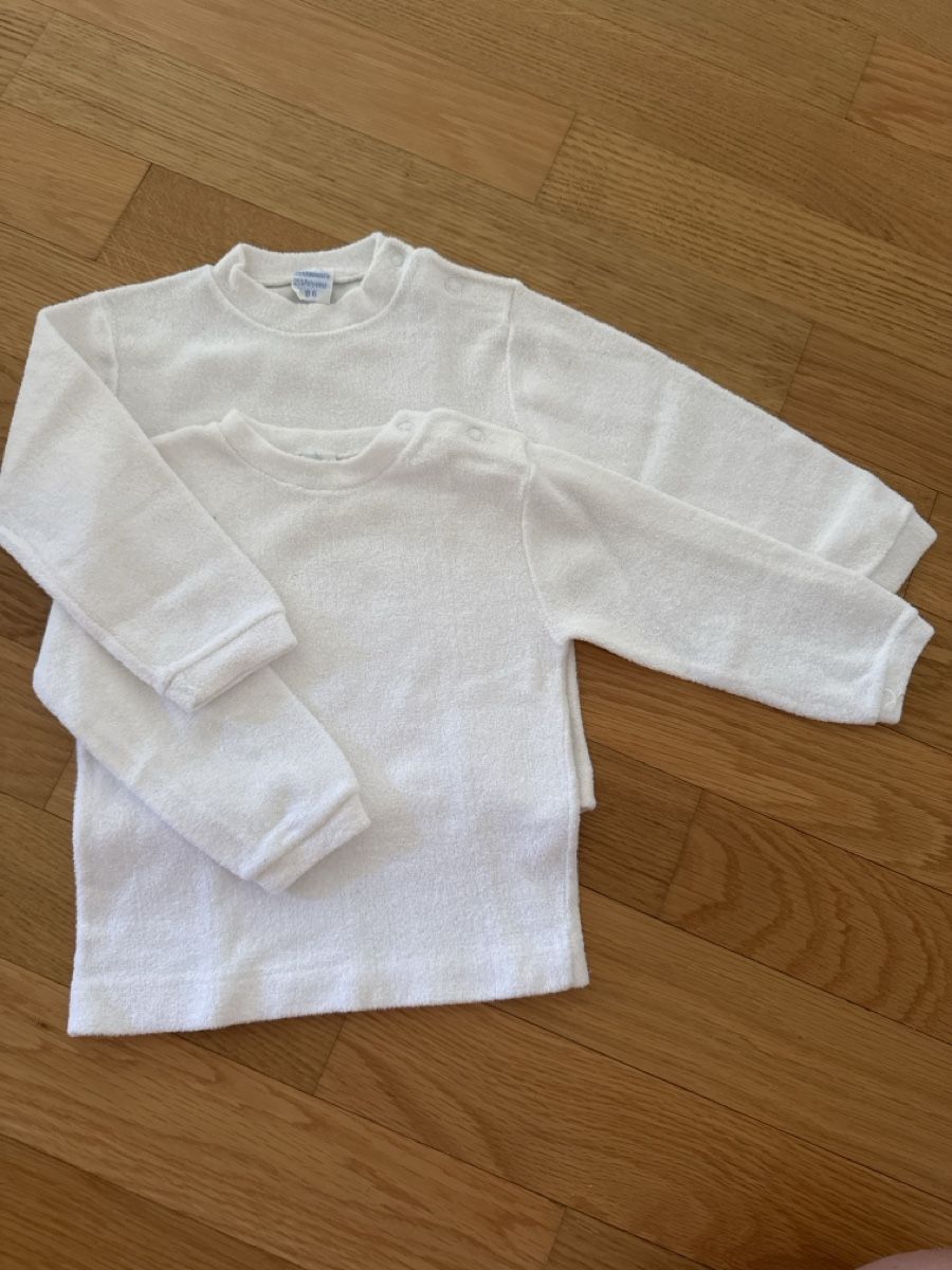 Maglioni & Felpe: 2x Baby Langarmshirts weiss Grösse 86 – Usato da Dielsdorf venduto da nad_r69c