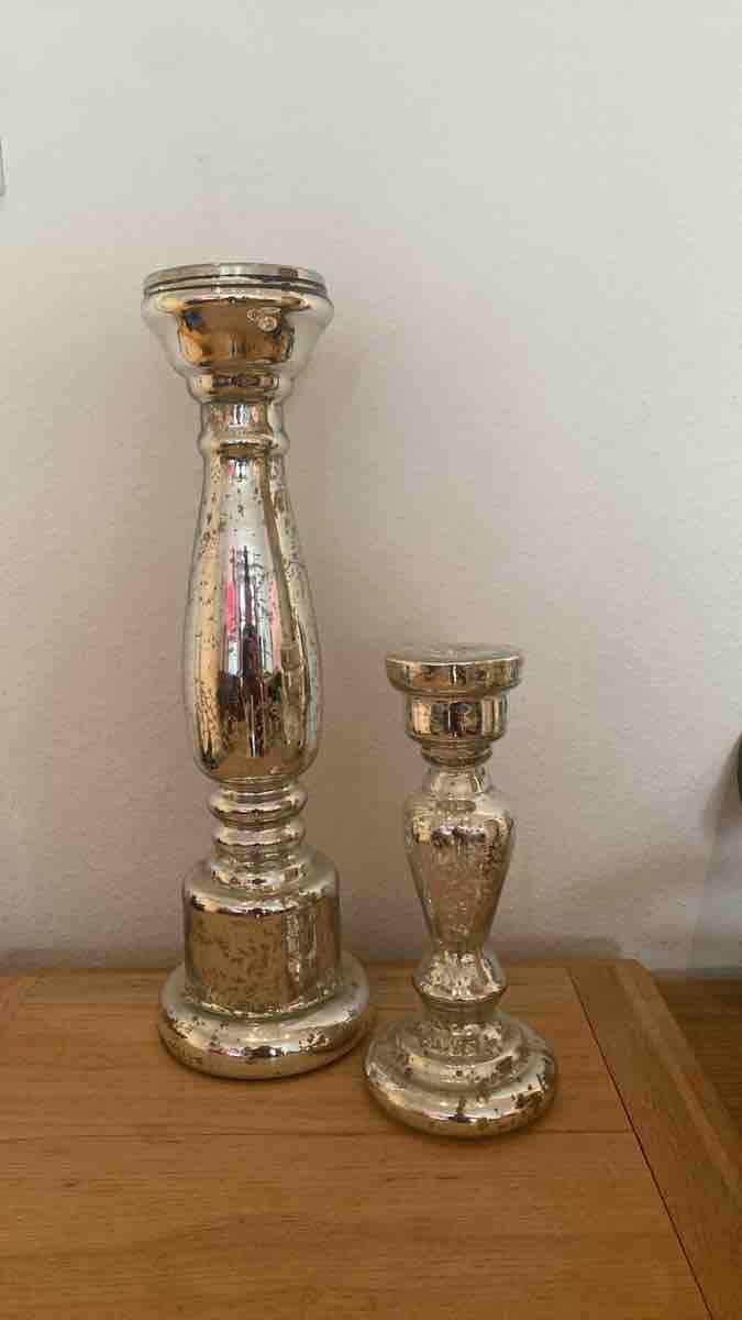 Kerzenständer: 2 Kerzenständer Glas antiksilber – Gebraucht aus Bern von YanickZ
