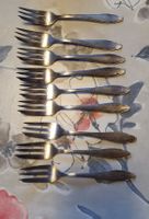 Lot de 9 fourchettes en métal argenté