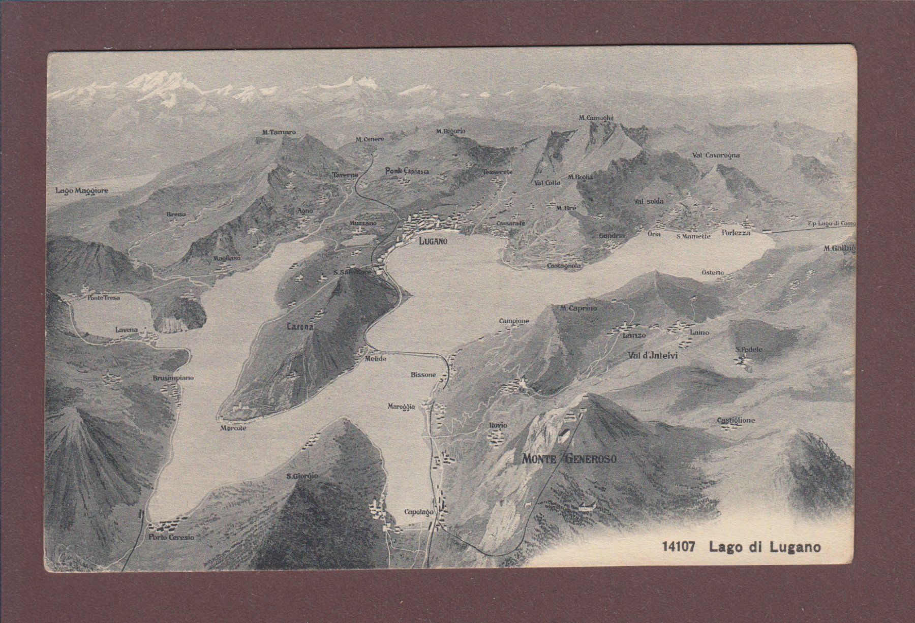 Cartoline postali: LAGO DI LUGANO - Vol d'oiseau – Usato da Pully venduto da nicecards