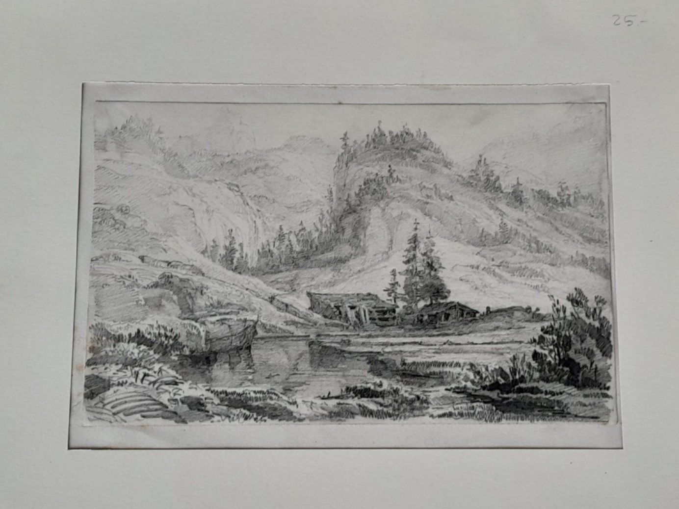 Dipinti: " Bergseelein " Kohlestift-Zeichnung antik – Usato da Thun venduto da JeJoe