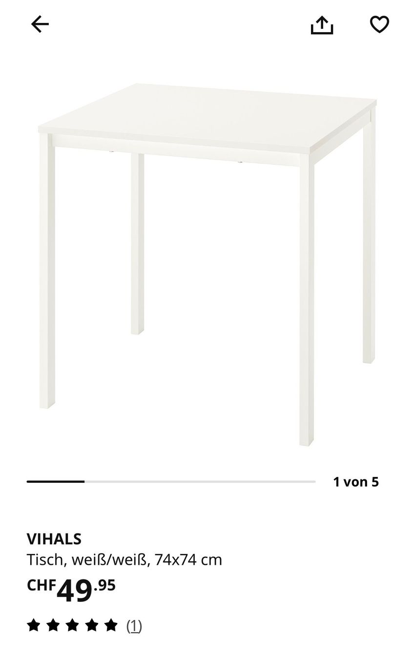 Ikea Tavoli: Vihals Tisch 74x74 Ikea – Nuovo (secondo la descrizione) da St. Gallen venduto da rol_l9nx