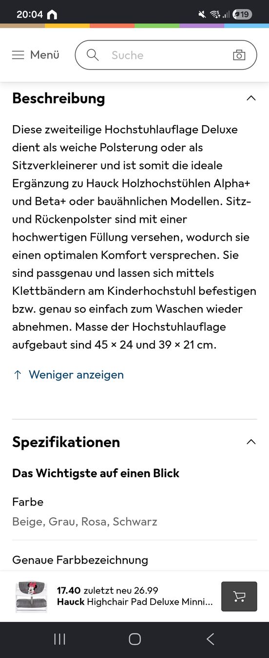 Hauck Hochstühle: Hauck Sitzkissen – Gebraucht aus Algetshausen von Martina89 3