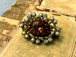 ART DECO BROSCHE MIT GABLONZER STRASSSTEINE FRANCE UM 1930
