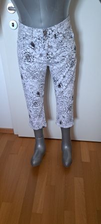 Pantacourt / capri, jeans blanc-noir