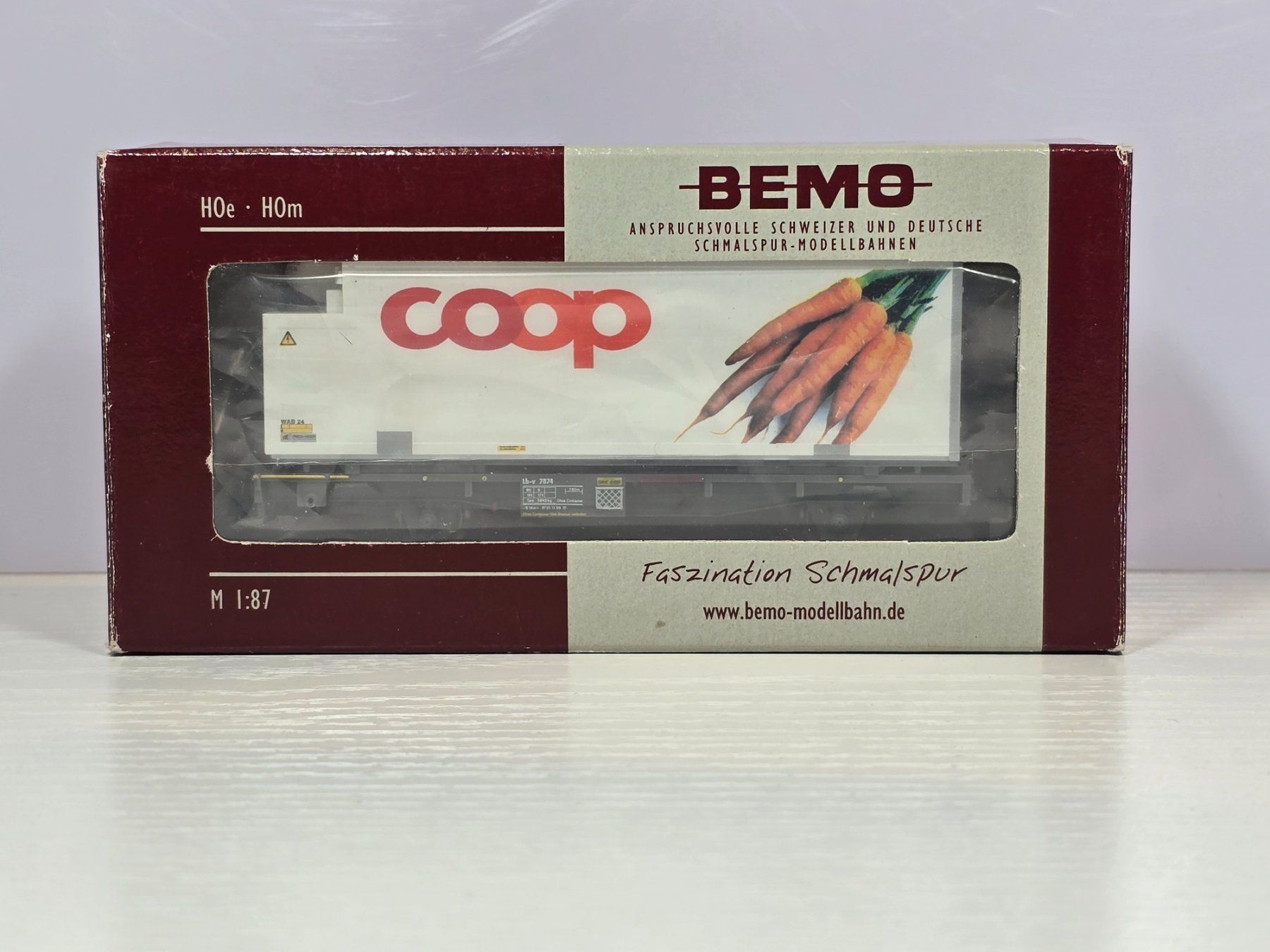Bemo Modelleisenbahnen: Bemo 2269127, RhB, Coop - Container, Karotte, Rüebli, Neu – Neu und originalverpackt aus Kloten von Nicola2