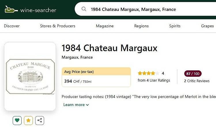 Vino: Chateua Margaux 1984 – Usato da Porza venduto da Marti24